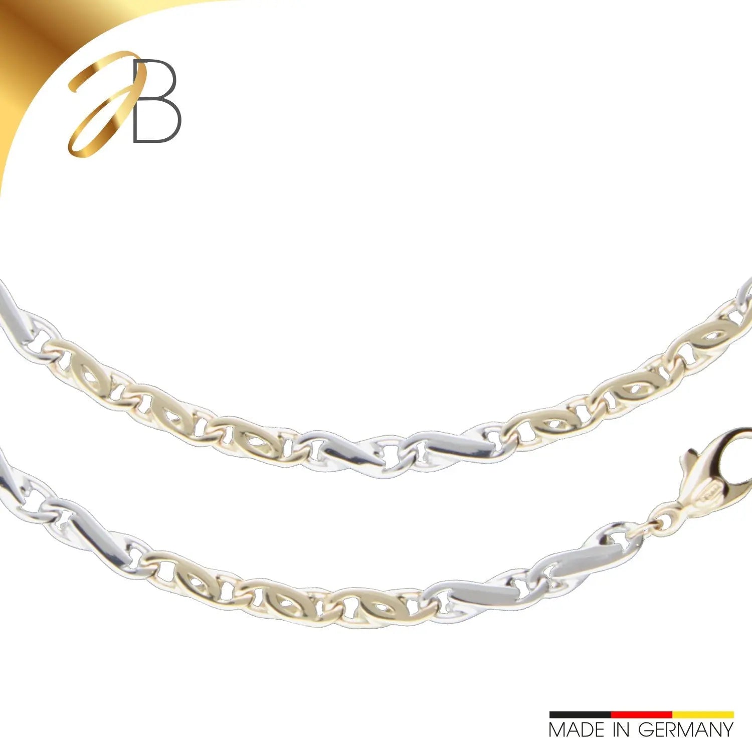 JB Edle Goldkette Fantasiekette 585 - 14 K Bicolor G W 4,2 mm 45 cm