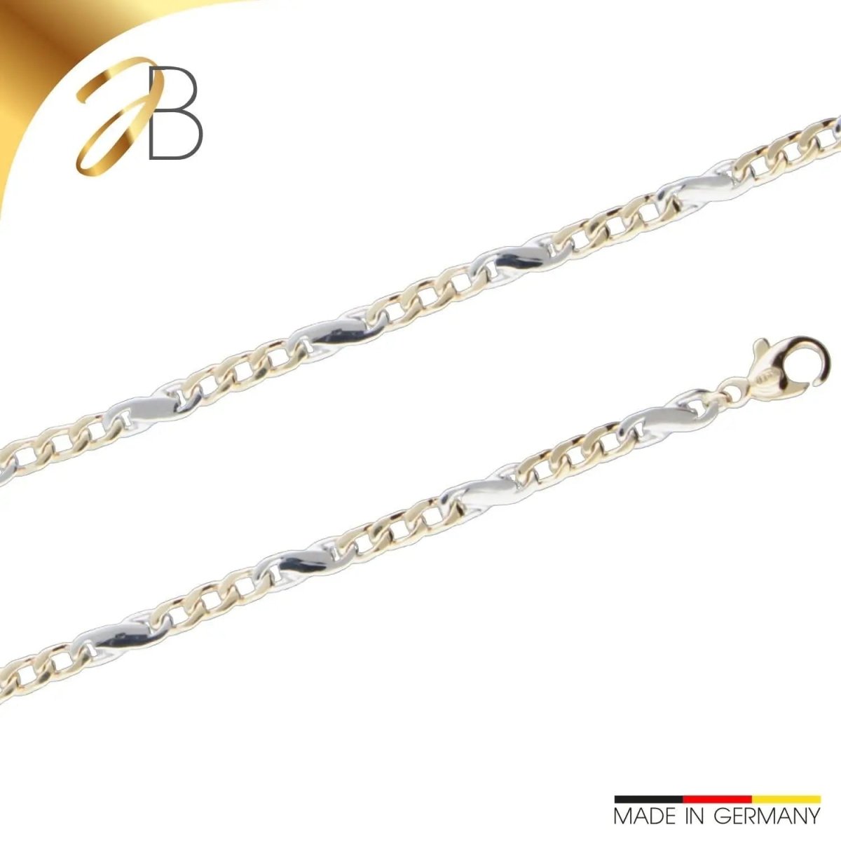 JB Edle Goldkette Fantasiekette 585 - 14 K Bicolor G W 4,2 mm 45 cm