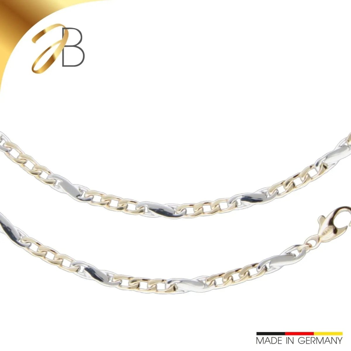 JB Edle Goldkette Fantasiekette 585 - 14 K Bicolor G W 4,2 mm 45 cm