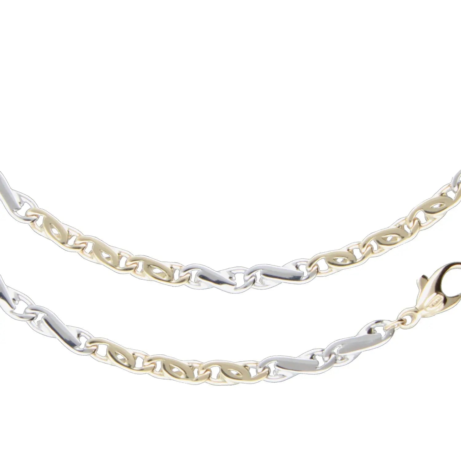 JB Edle Goldkette Fantasiekette 585 - 14 K Bicolor G W 4,2 mm 45 cm