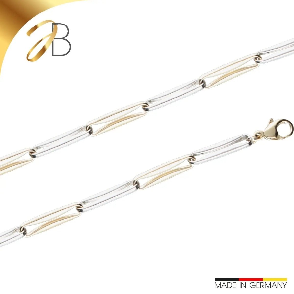 JB Edle Goldkette Fantasiekette 585 - 14 K Bicolor G W 4,8 mm 45 cm