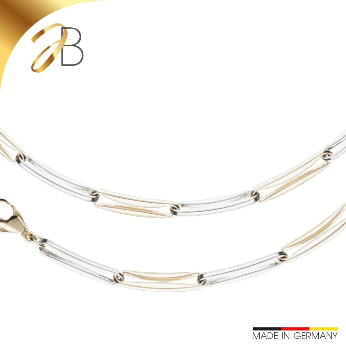 JB Edle Goldkette Fantasiekette 585 - 14 K Bicolor G W 4,8 mm 45 cm
