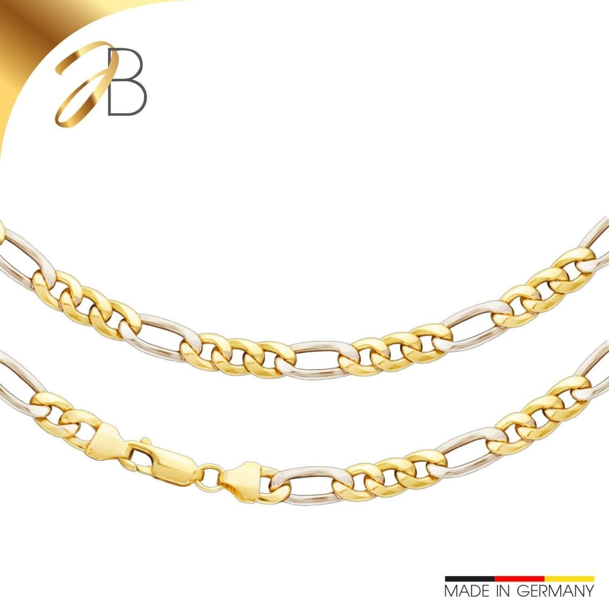 JB Edle Goldkette Figarokette 585 14 K Bicolor 5,7 mm