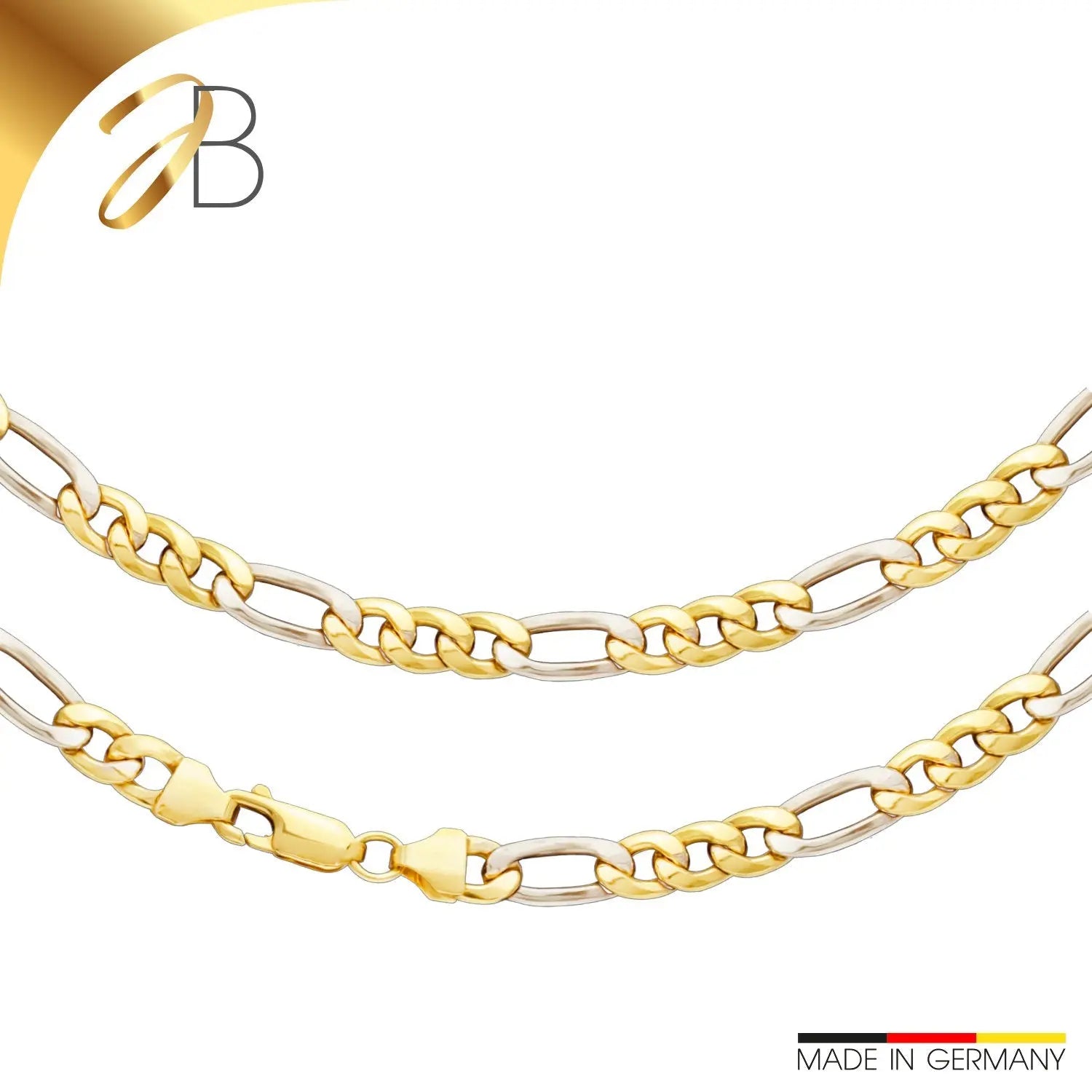 JB Edle Goldkette Figarokette 585 - 14 K Bicolor G W 5,7 mm 45 cm