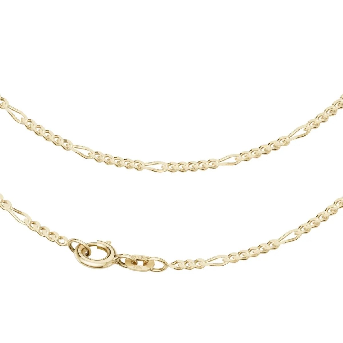 JB Edle Goldkette Figarokette 585 - 14 K Gold 1,9 mm 45 cm