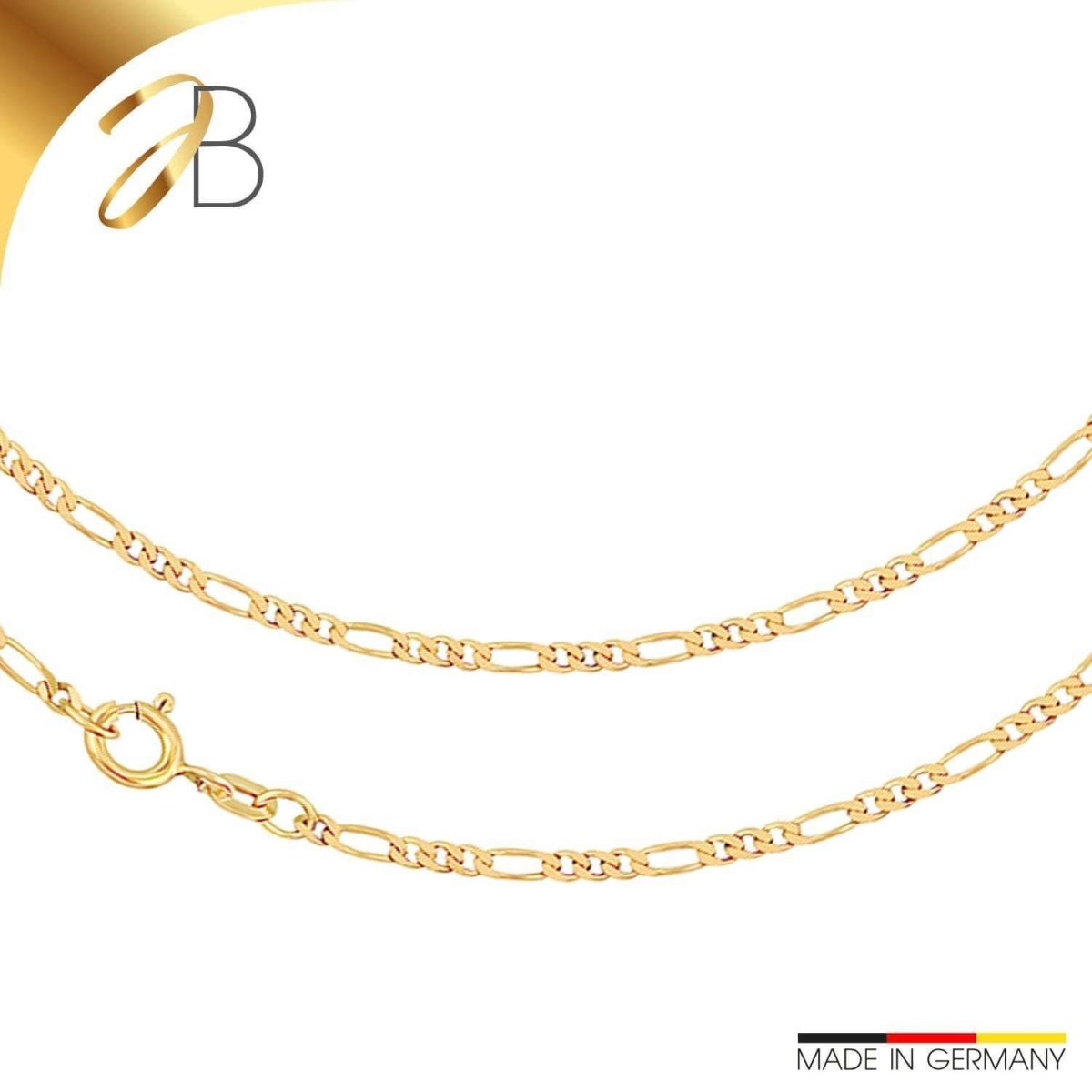 JB Edle Goldkette Figarokette 585 14 Kt Gold 2,2 mm Damen Herren