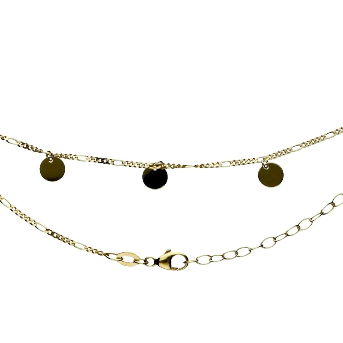 JB Edle Goldkette Figarokette diamantiert 585 - 14 K Gold 38 cm