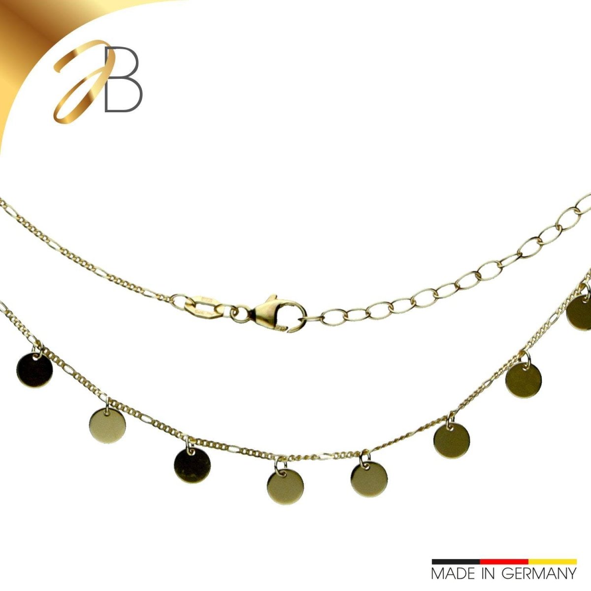 JB Edle Goldkette Figarokette Diamantiert 585 14K Gold Schmuck