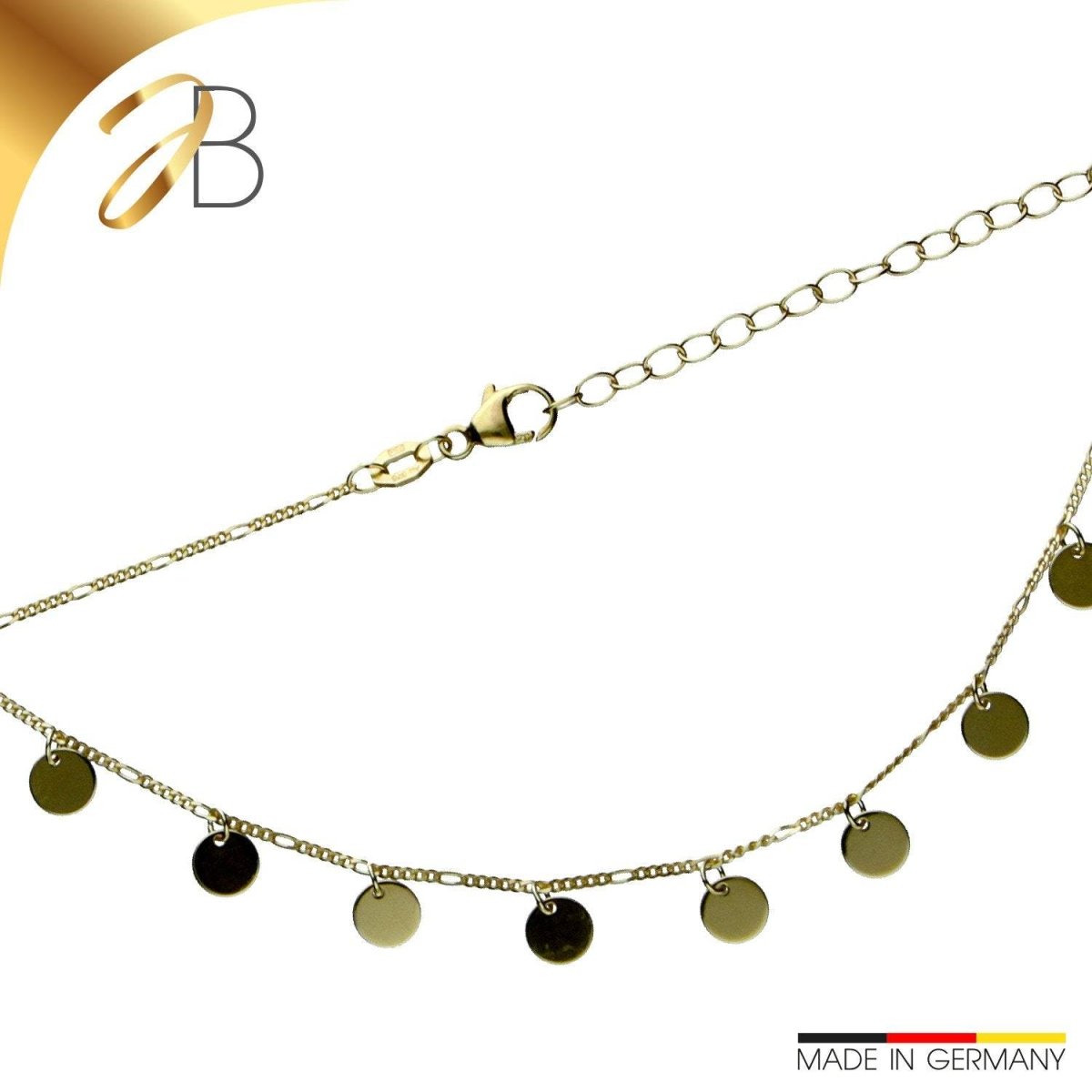 JB Edle Goldkette Figarokette Diamantiert 585 14K Gold Schmuck