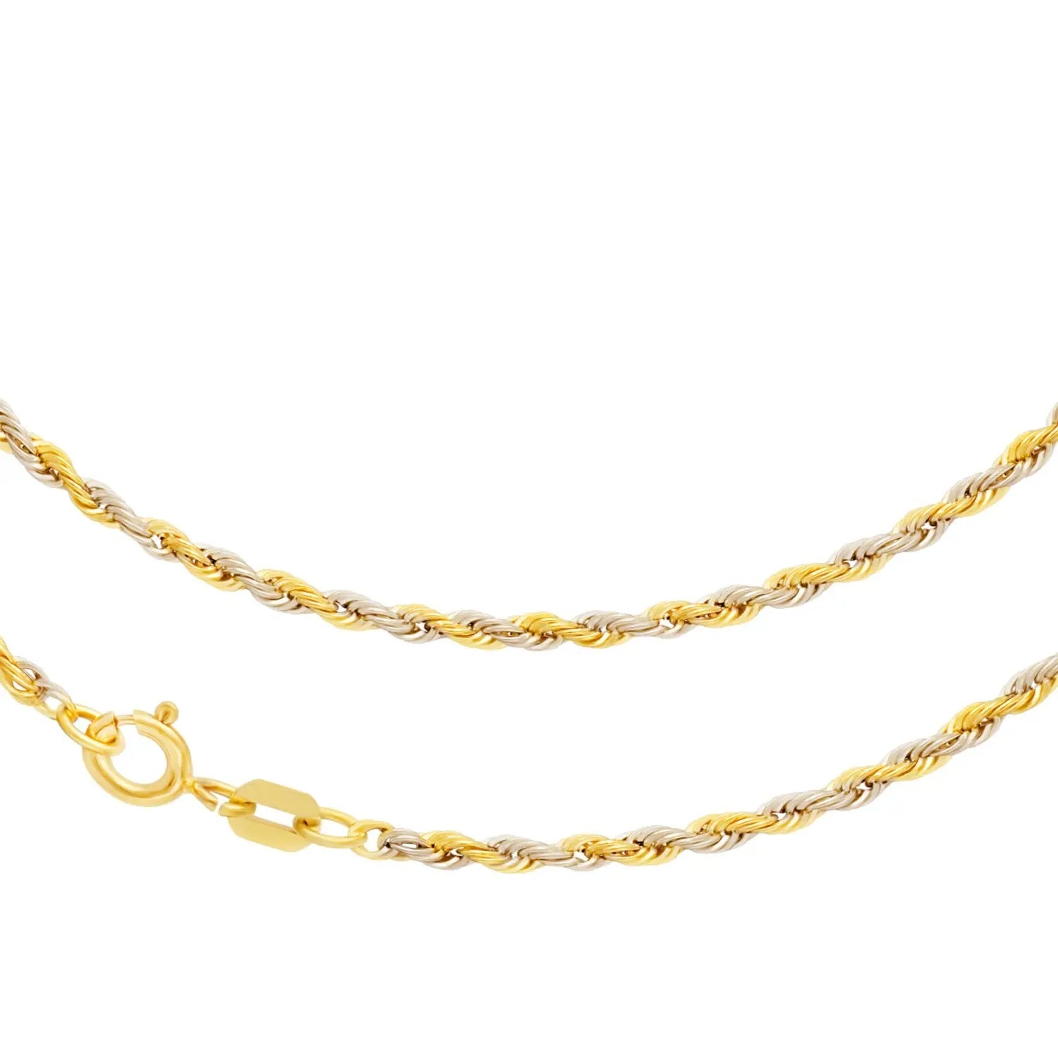 JB Edle Goldkette Kordelkette 585 - 14 K Bicolor G W 2,1 mm 42 cm