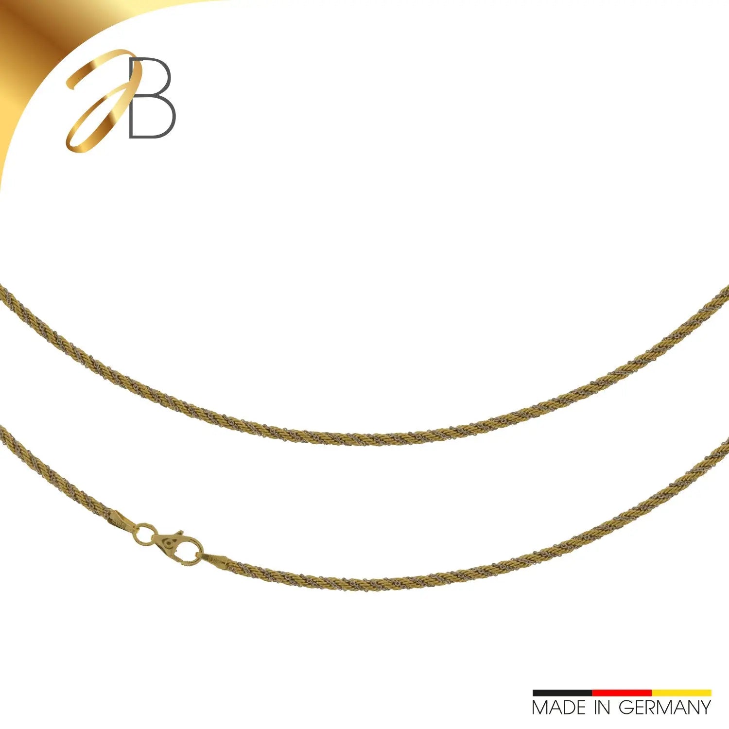 JB Edle Goldkette Kordelkette 585 - 14 K Bicolor G W 2,1 mm 45 cm