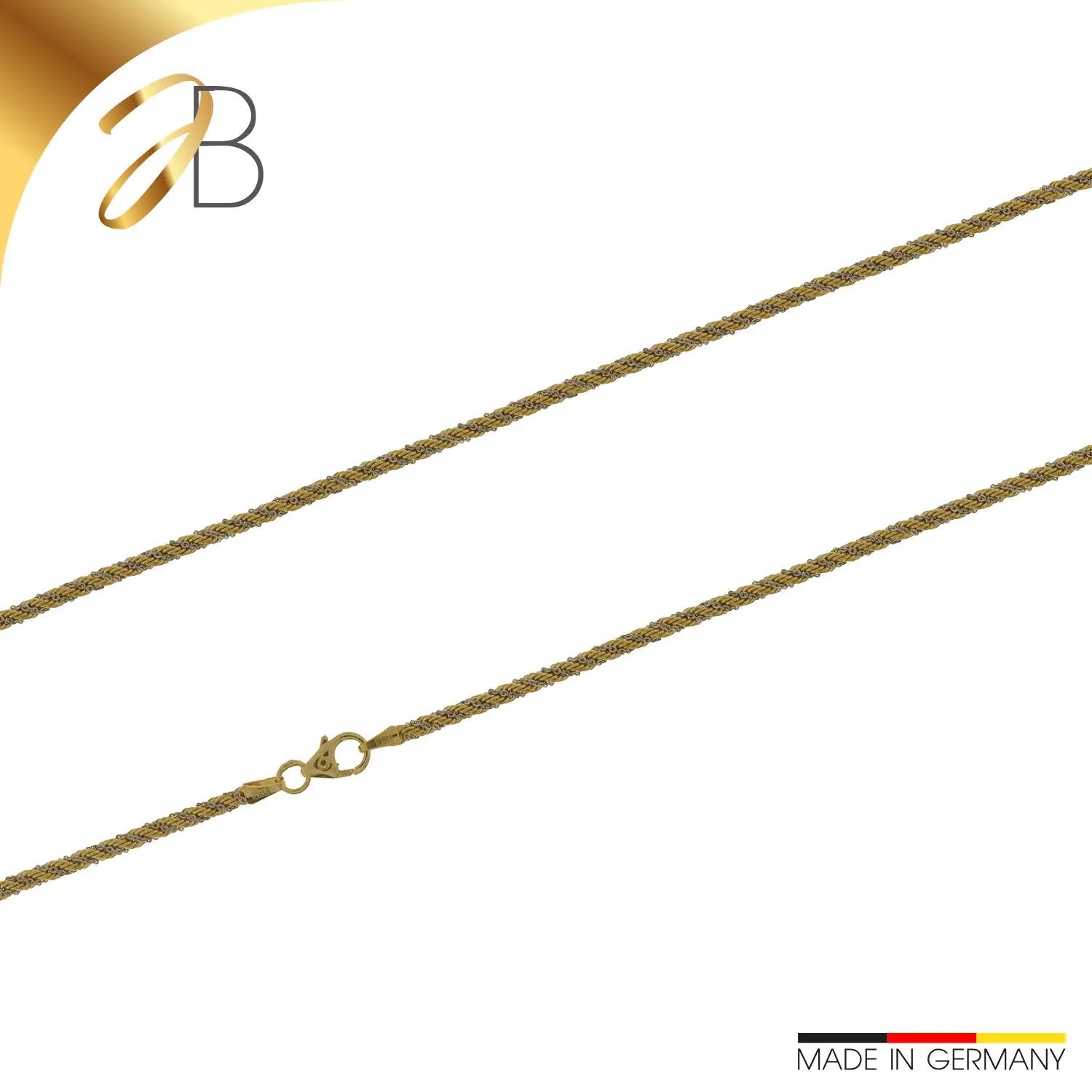 JB Edle Goldkette Kordelkette 585 - 14 K Bicolor G W 2,1 mm 45 cm