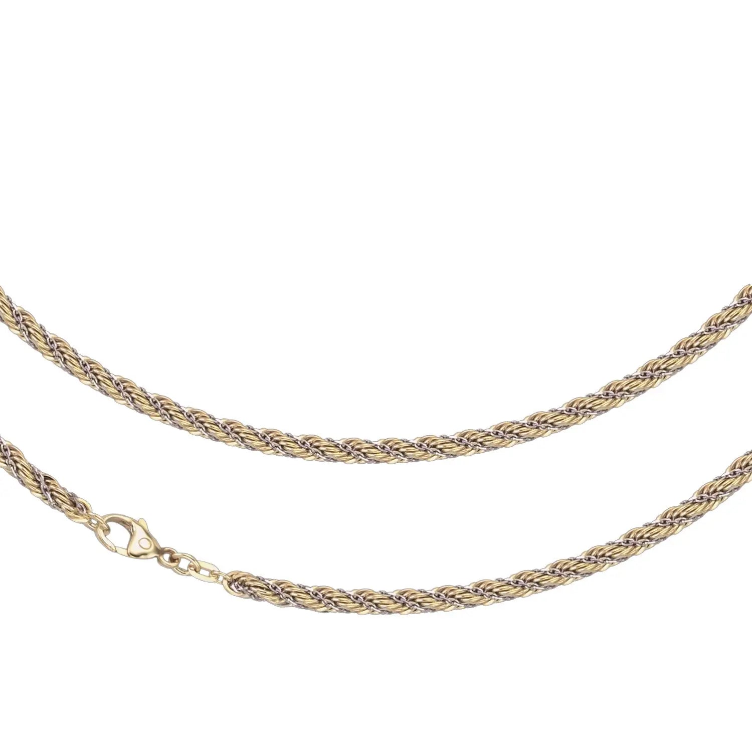 JB Edle Goldkette Kordelkette 585 - 14 K Bicolor G W 4,4 mm 45 cm