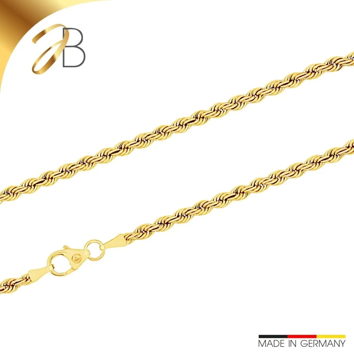 JB Edle Goldkette Kordelkette 585 - 14 Kt Gold 2,7 mm 45 cm