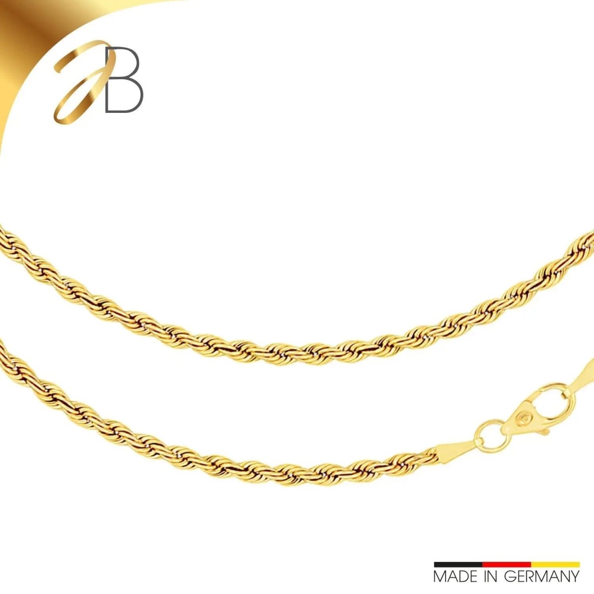 JB Edle Goldkette Kordelkette 585 - 14 Kt Gold 2,7 mm 45 cm