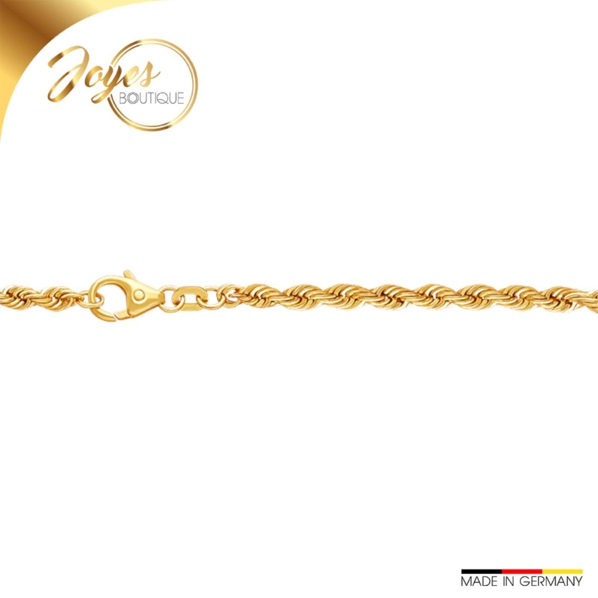 JB Edle Goldkette Kordelkette 585 14K Gold 3,3 mm Damen Herren