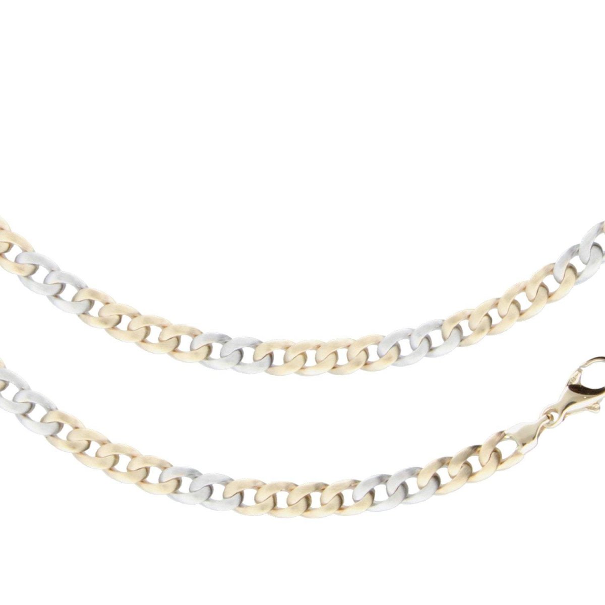 JB Edle Goldkette Panzerkette 585 14 K Bicolor 6,5 mm