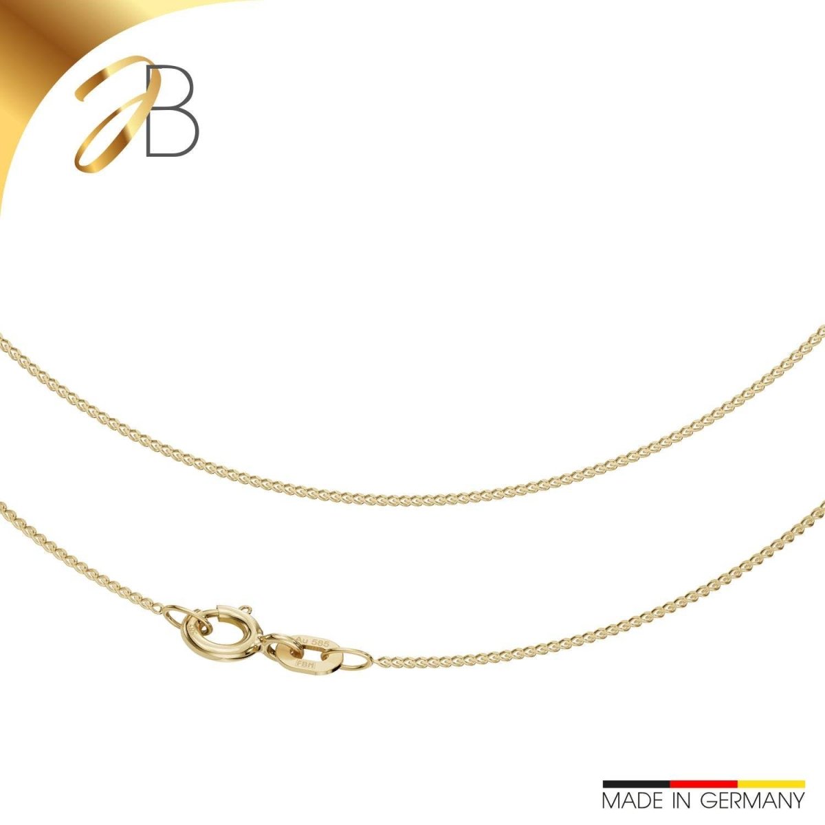 JB Edle Goldkette Panzerkette 585 14 K Gold 0,8 mm Damen Herren
