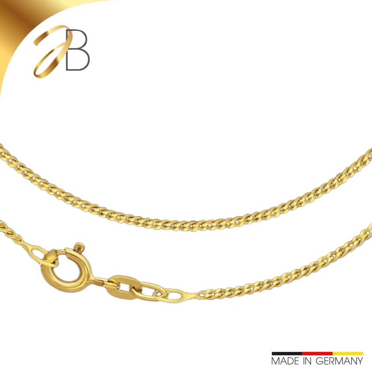 JB Edle Goldkette Panzerkette 585 - 14 K Gold 1,6 mm 42 cm