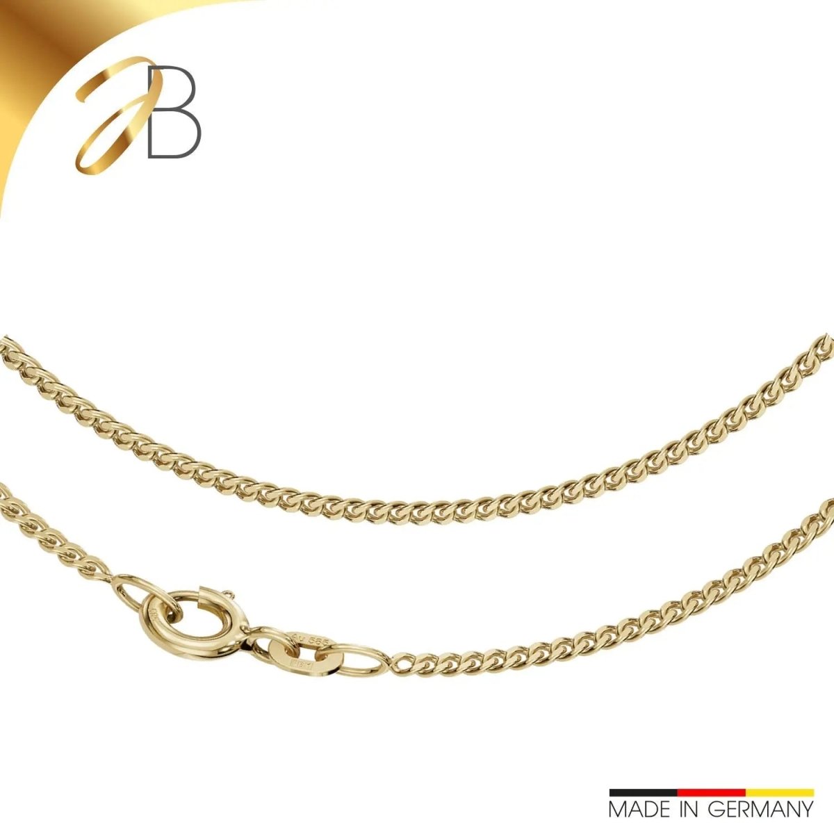 JB Edle Goldkette Panzerkette 585 - 14 K Gold 1,7 mm 38 cm