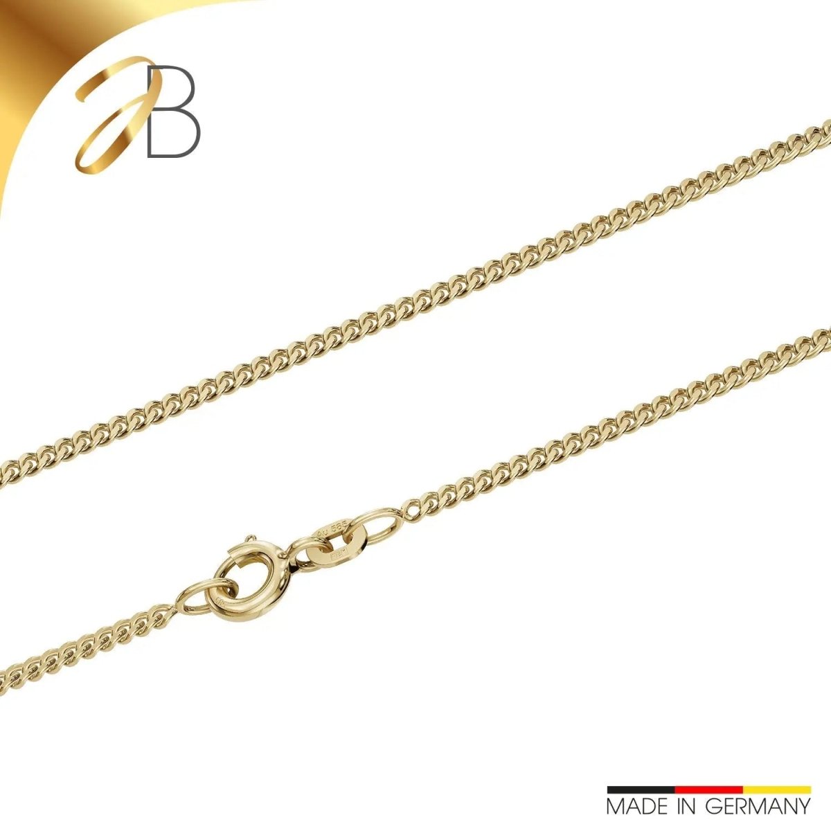 JB Edle Goldkette Panzerkette 585 - 14 K Gold 1,7 mm 38 cm