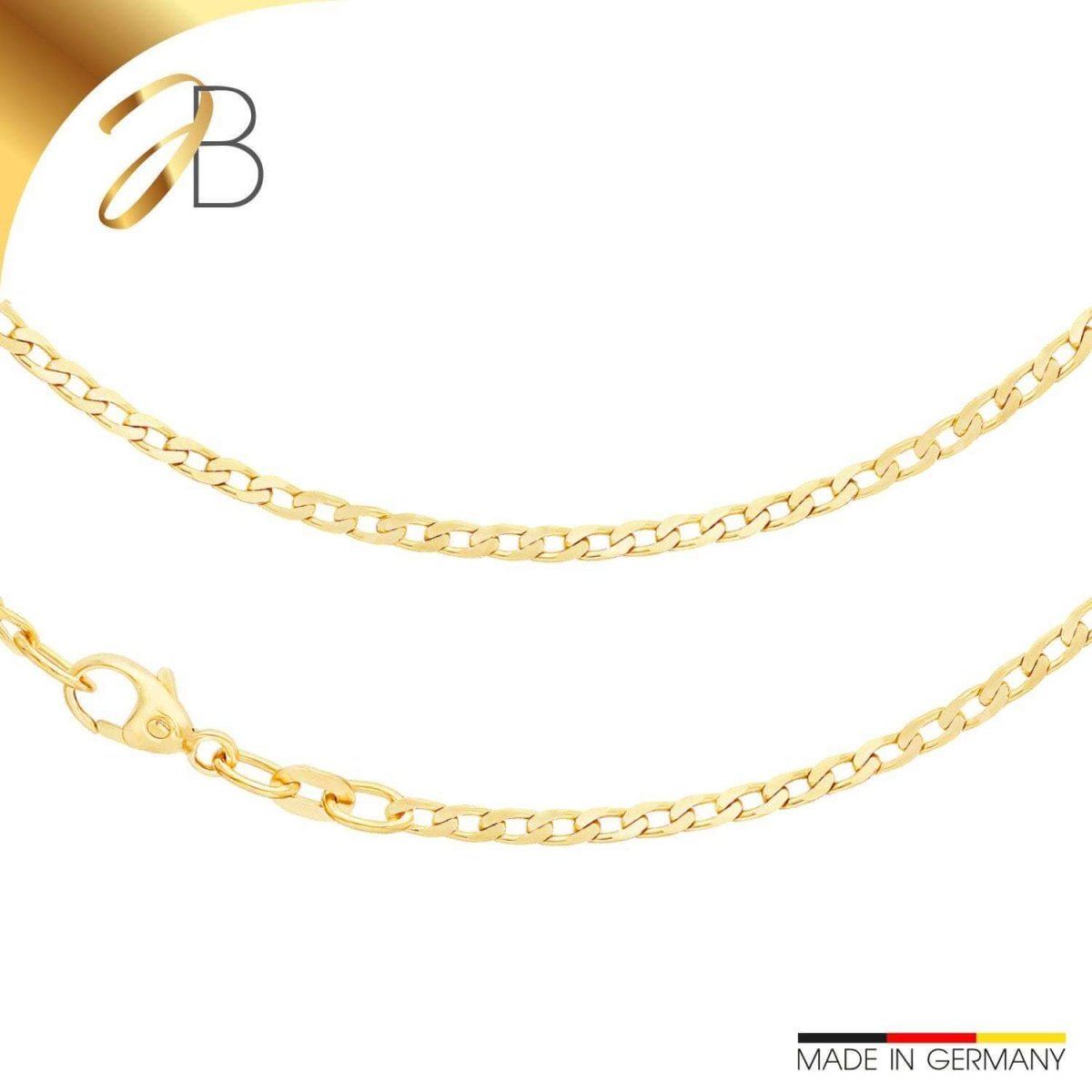 JB Edle Goldkette Panzerkette 585 14 K Gold 2,1 mm Damen Herren
