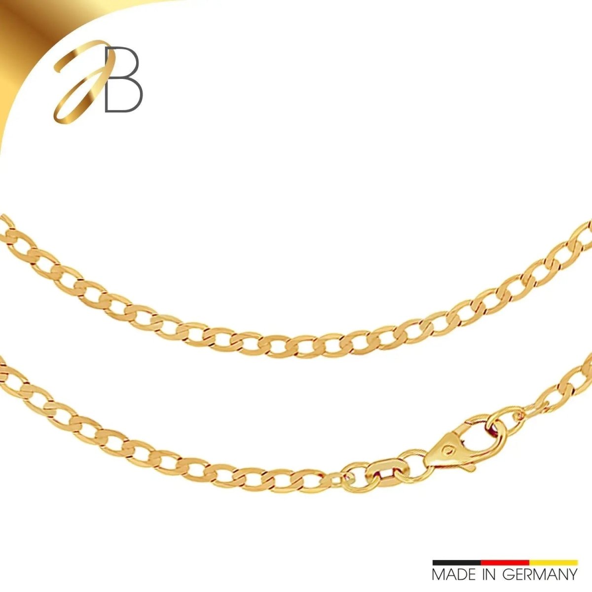 JB Edle Goldkette Panzerkette 585 - 14 K Gold 2,6 mm 45 cm
