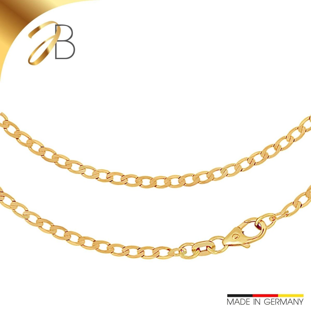 JB Edle Goldkette Panzerkette 585 14 K Gold 2,6 mm Damen Herren