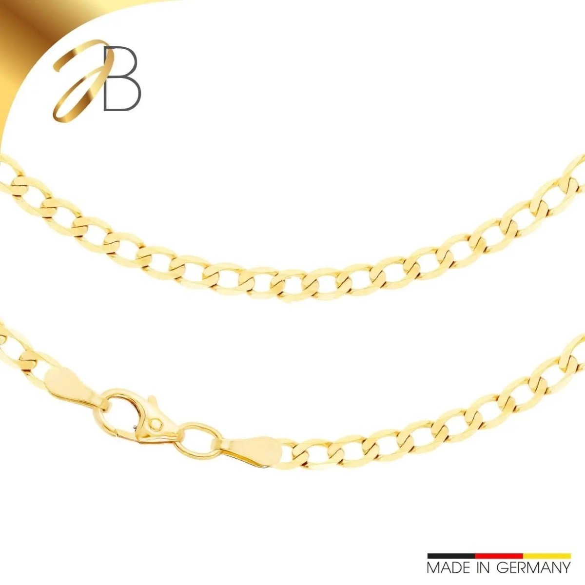 JB Edle Goldkette Panzerkette 585 - 14 K Gold 3,3 mm 45 cm
