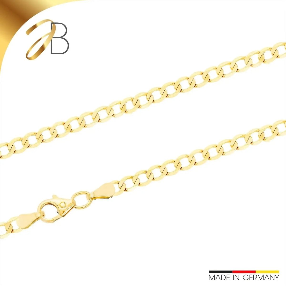 JB Edle Goldkette Panzerkette 585 - 14 K Gold 3,3 mm 45 cm