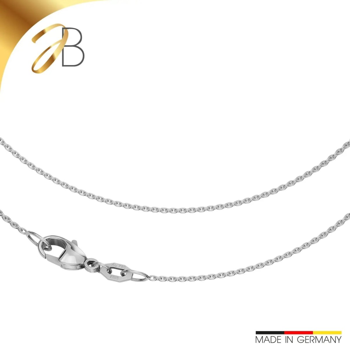 JB Edle Goldkette Panzerkette 585 - 14 K Weißgold 1,1 mm 36 cm