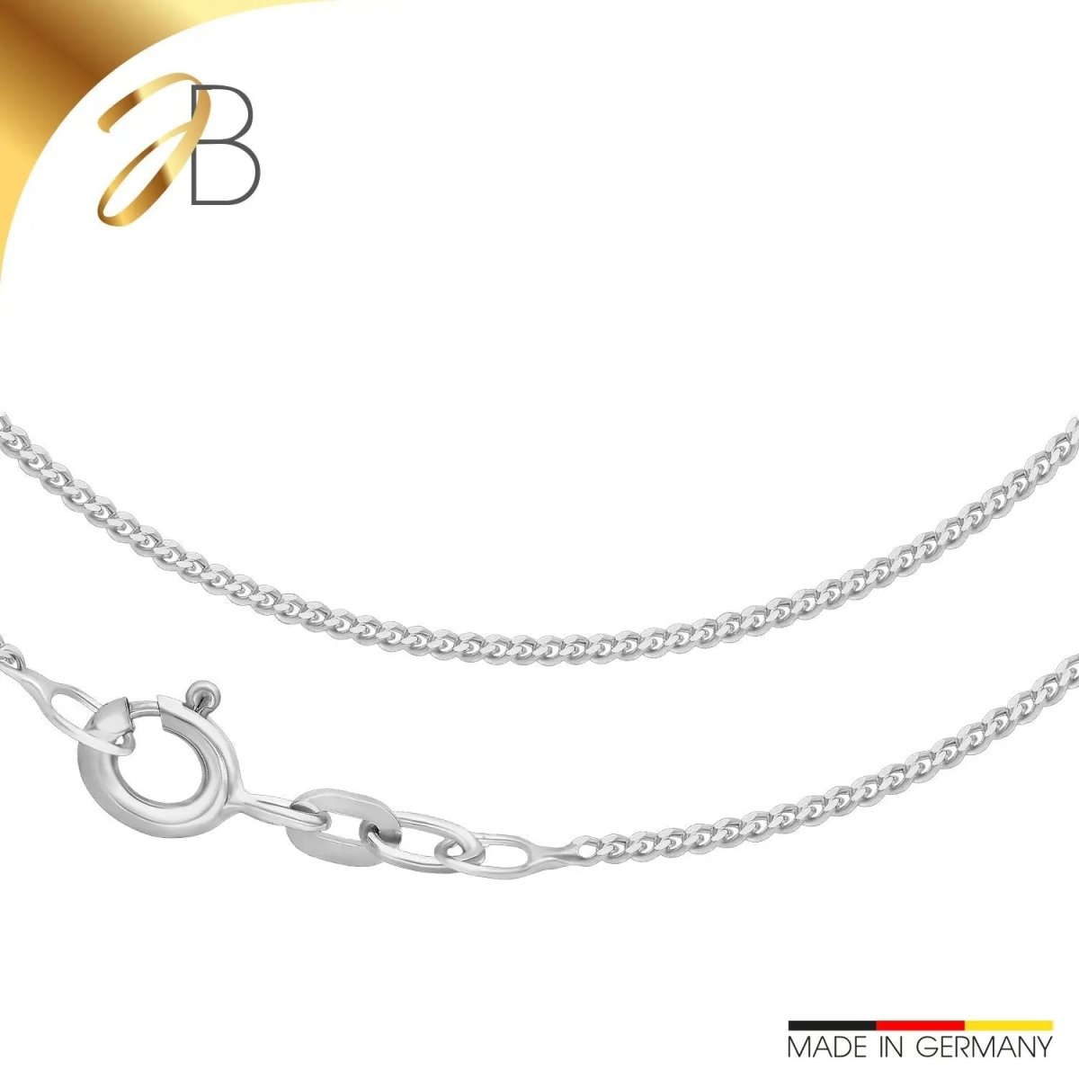 JB Edle Goldkette Panzerkette 585 - 14 K Weißgold 1,4 mm 42 cm