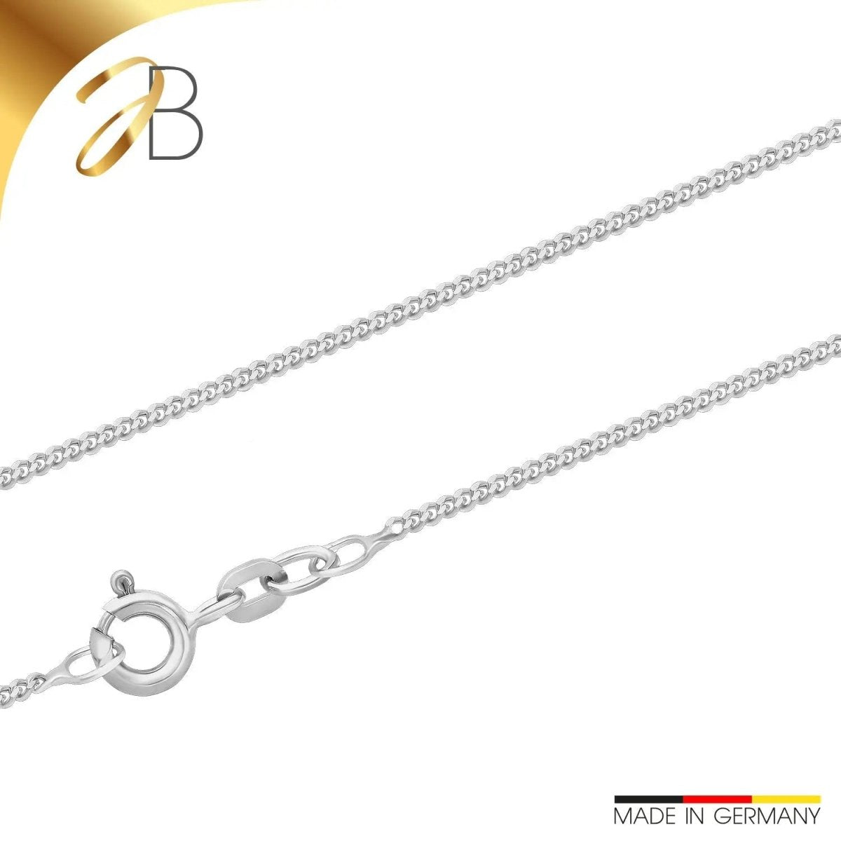 JB Edle Goldkette Panzerkette 585 - 14 K Weißgold 1,4 mm 42 cm