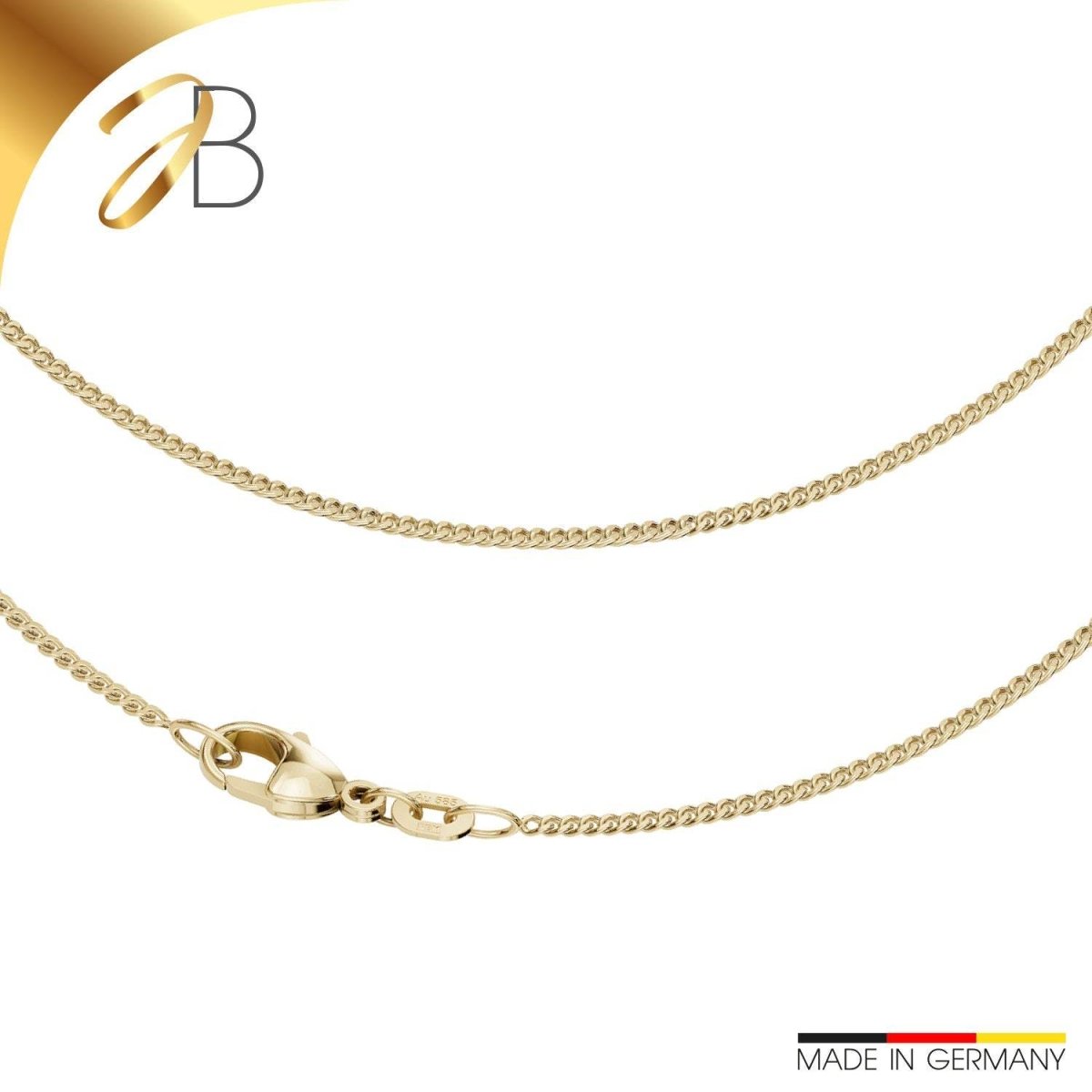 JB Edle Goldkette Panzerkette 585 14K Gold 1,4 mm Damen Herren