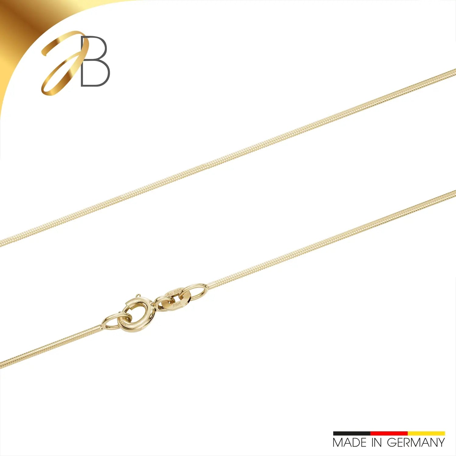JB Edle Goldkette Schlangenkette 585 - 14 K Gold 0,9 mm 45 cm