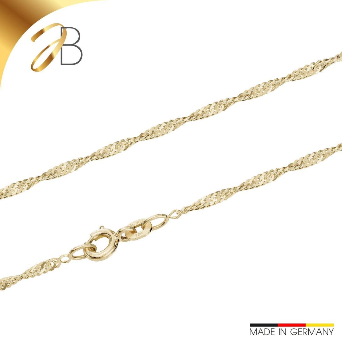 JB Edle Goldkette Singapurkette 585 14 K Gold 1,8 mm
