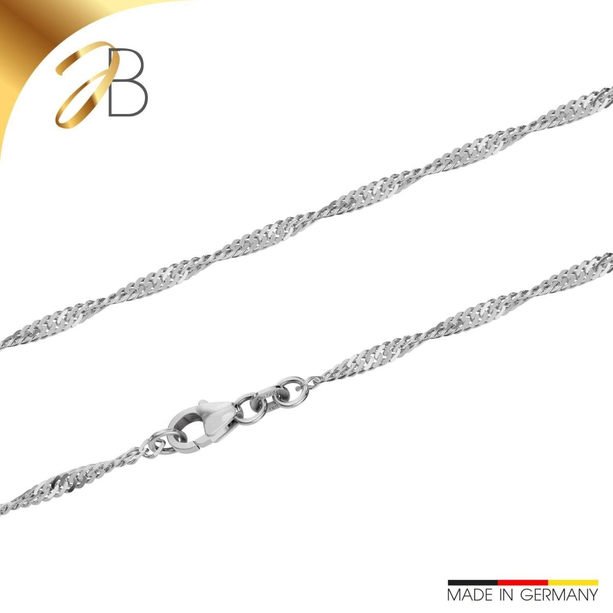 JB Edle Goldkette Singapurkette 585 14 K Weißgold 2,2 mm