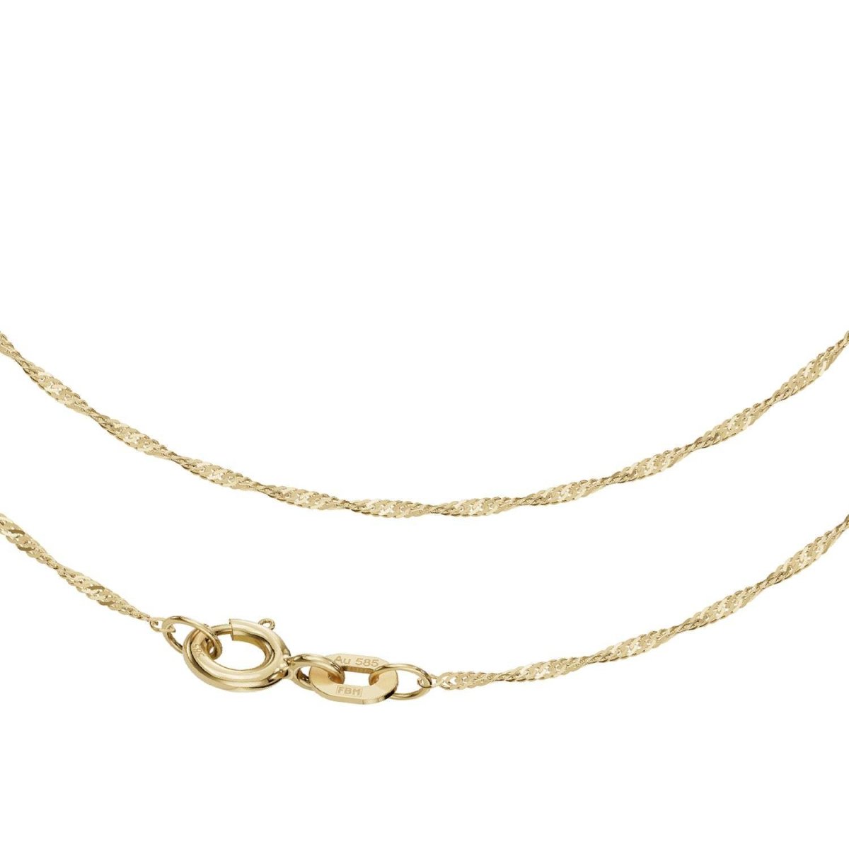 JB Edle Goldkette Singapurkette 585 14K Gold 1,0 mm Fein