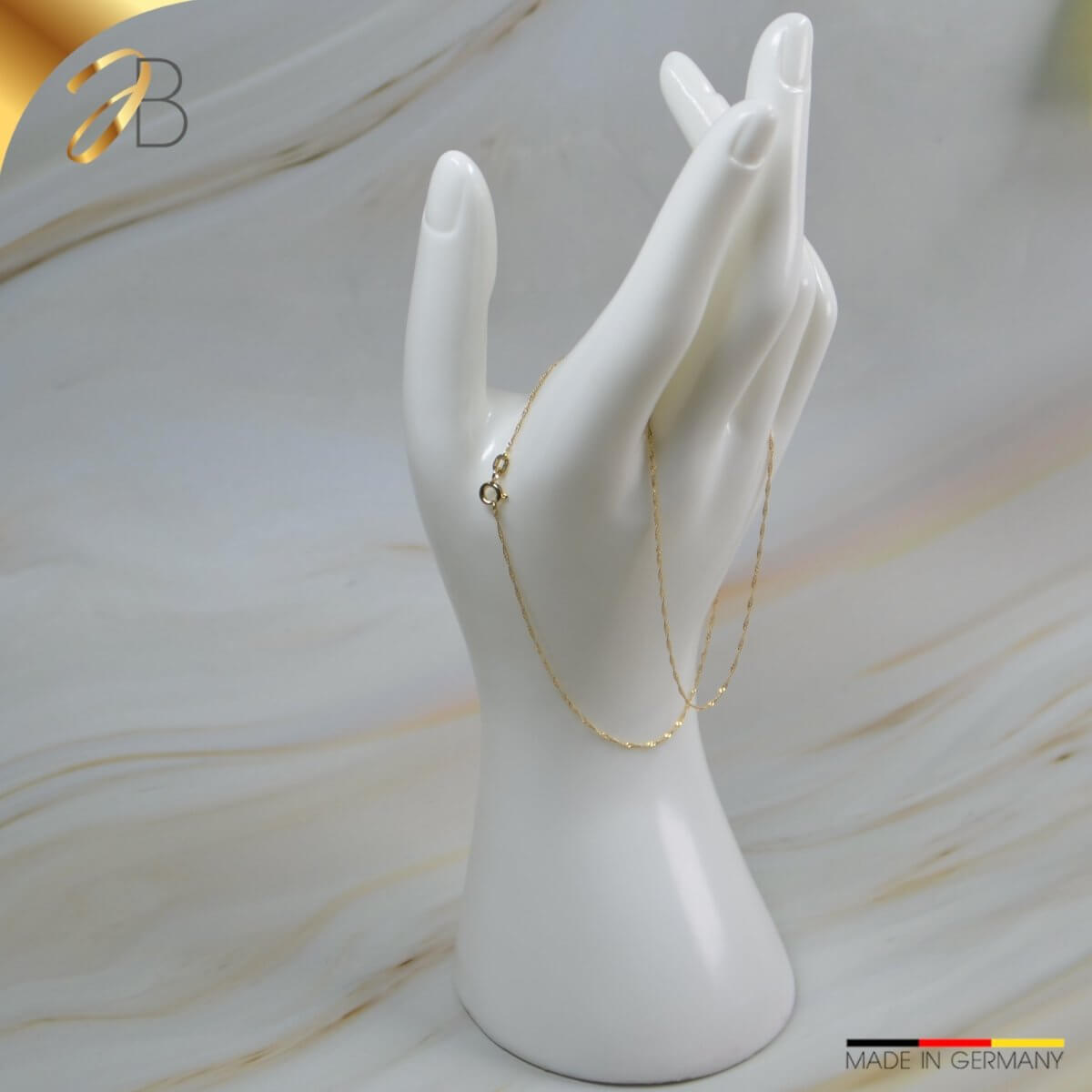 JB Edle Goldkette Singapurkette 585 14K Gold 1,0 mm Fein