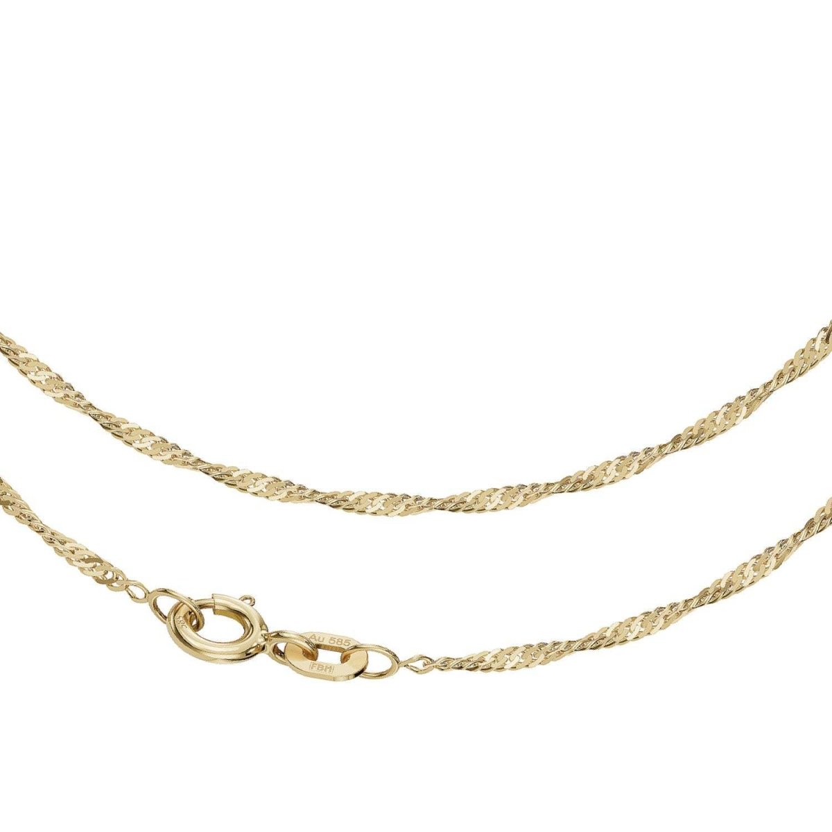 JB Edle Goldkette Singapurkette 585 14K Gold 1,4 mm Fein