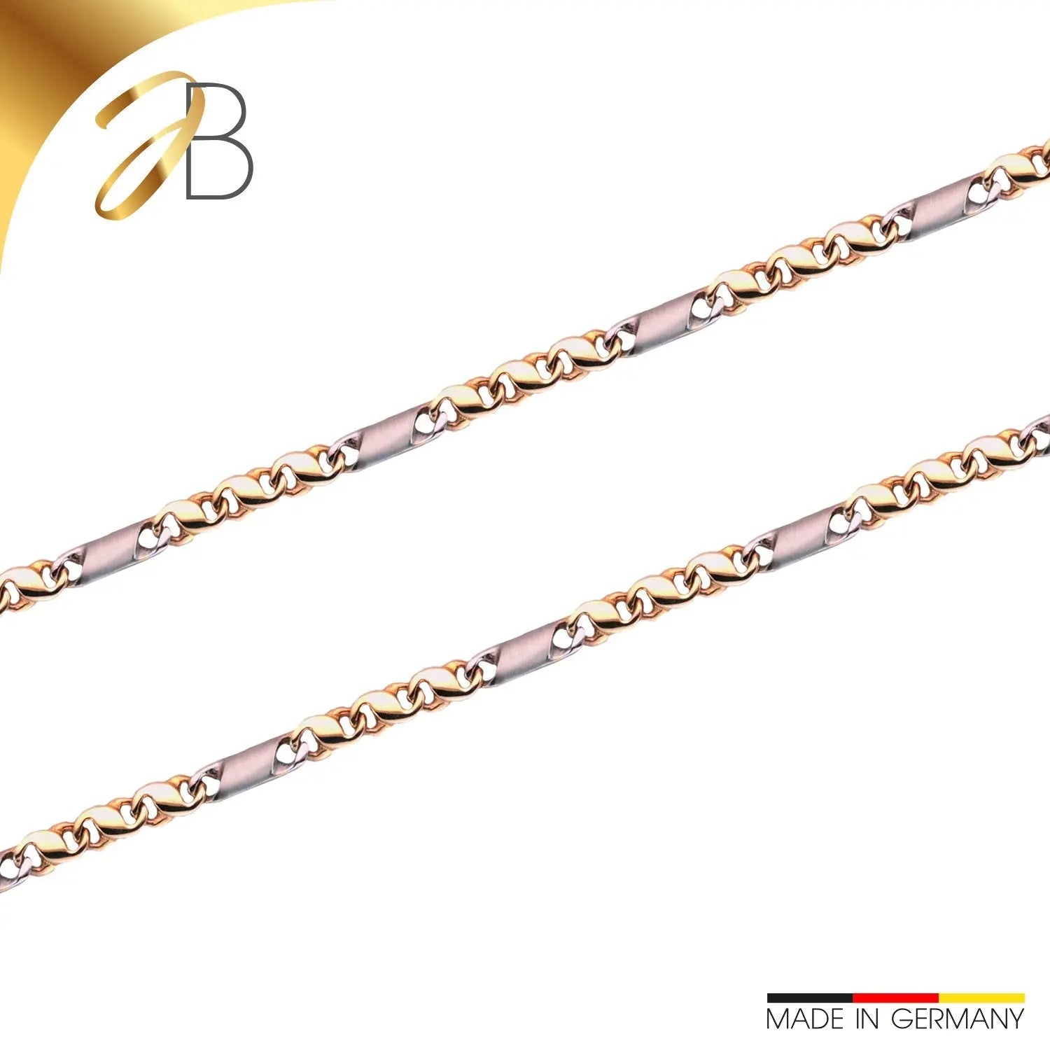 JB Edle Goldkette Tigeraugekette 585 - 14 K Bicolor G W 5,2 mm 45 cm