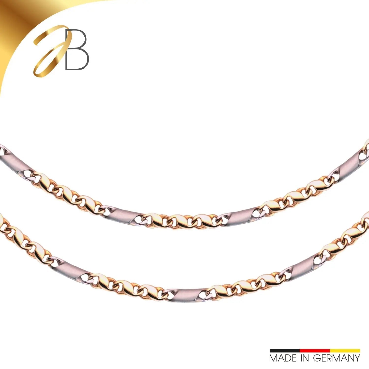 JB Edle Goldkette Tigeraugekette 585 - 14 K Bicolor G W 5,2 mm 45 cm