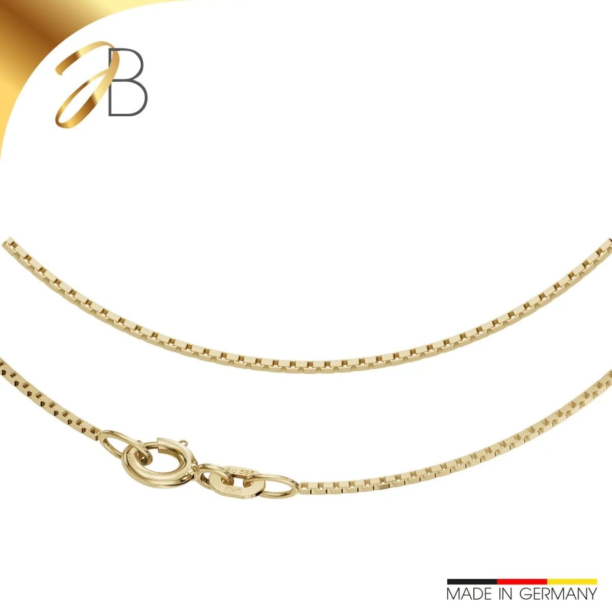 JB Edle Goldkette Veneziakette 585 - 14 K Gold 0,9 mm 36 cm