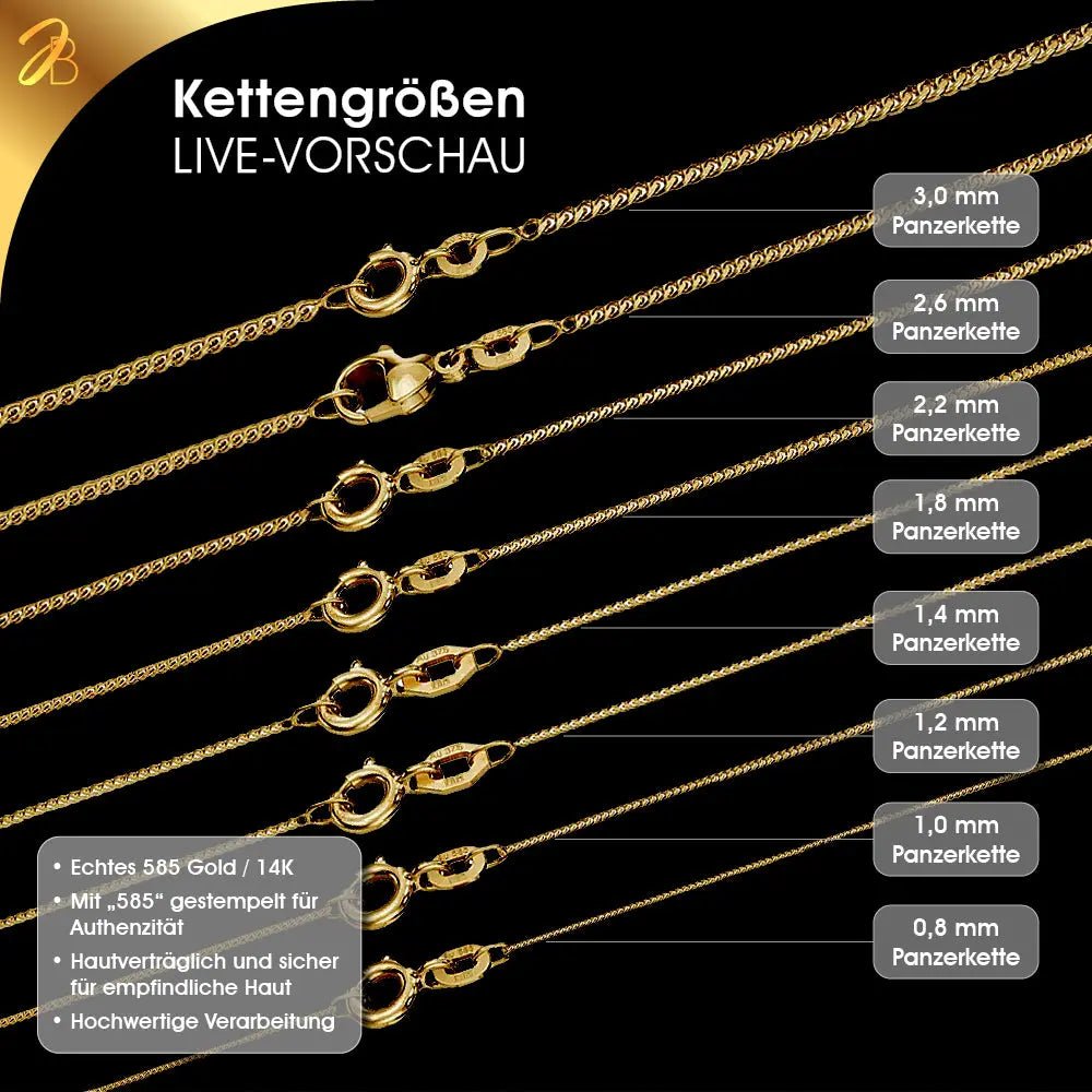 JB Edle Goldkette Veneziakette 585 - 14 K Gold 0,9 mm 36 cm