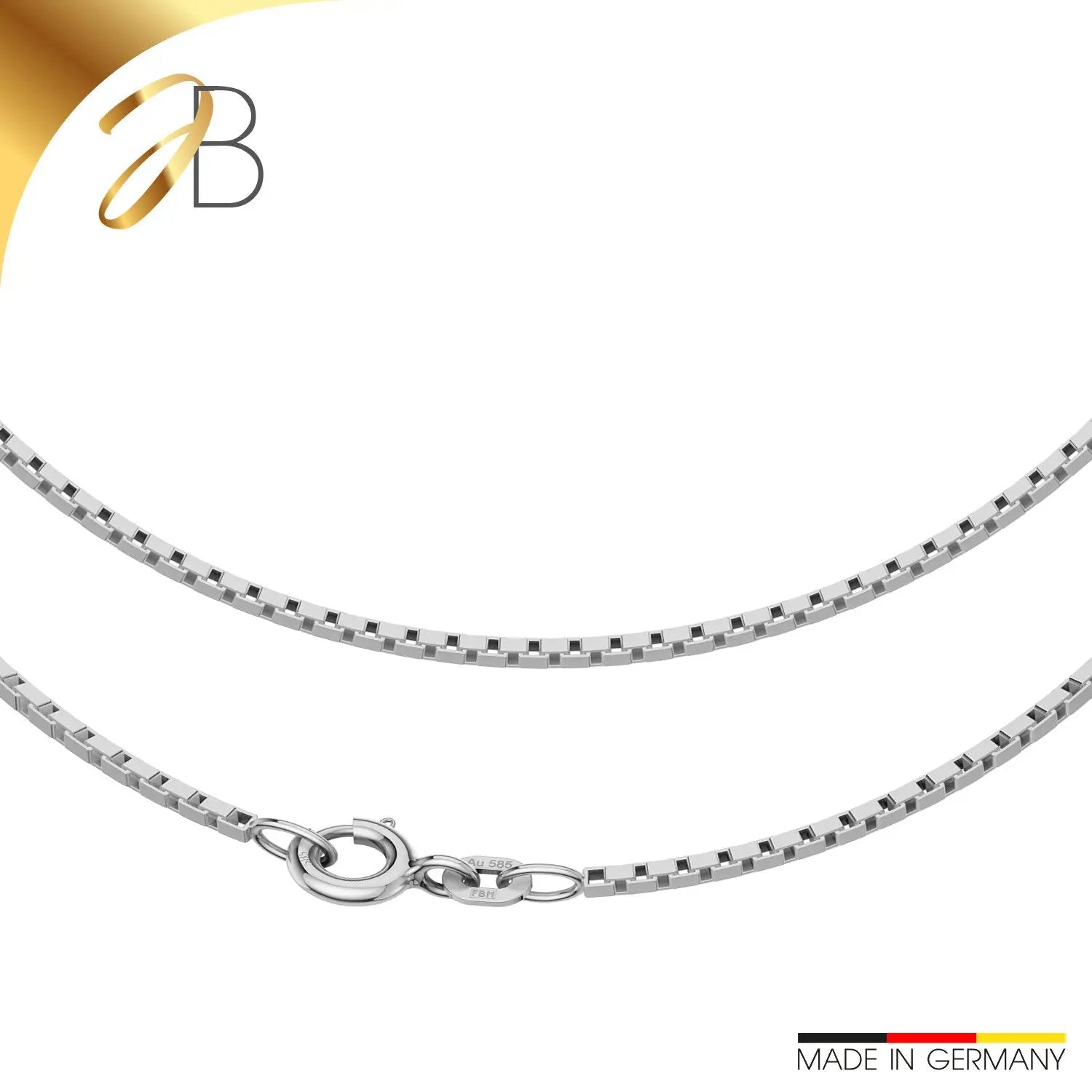 JB Edle Goldkette Veneziakette 585 - 14 K Weißgold 1,4 mm 36 - 60 cm