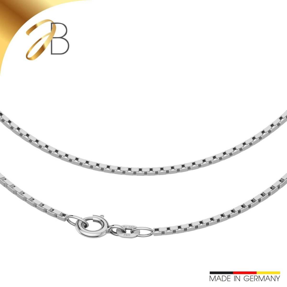 JB Edle Goldkette Veneziakette 585 14K Weißgold 1,4 mm