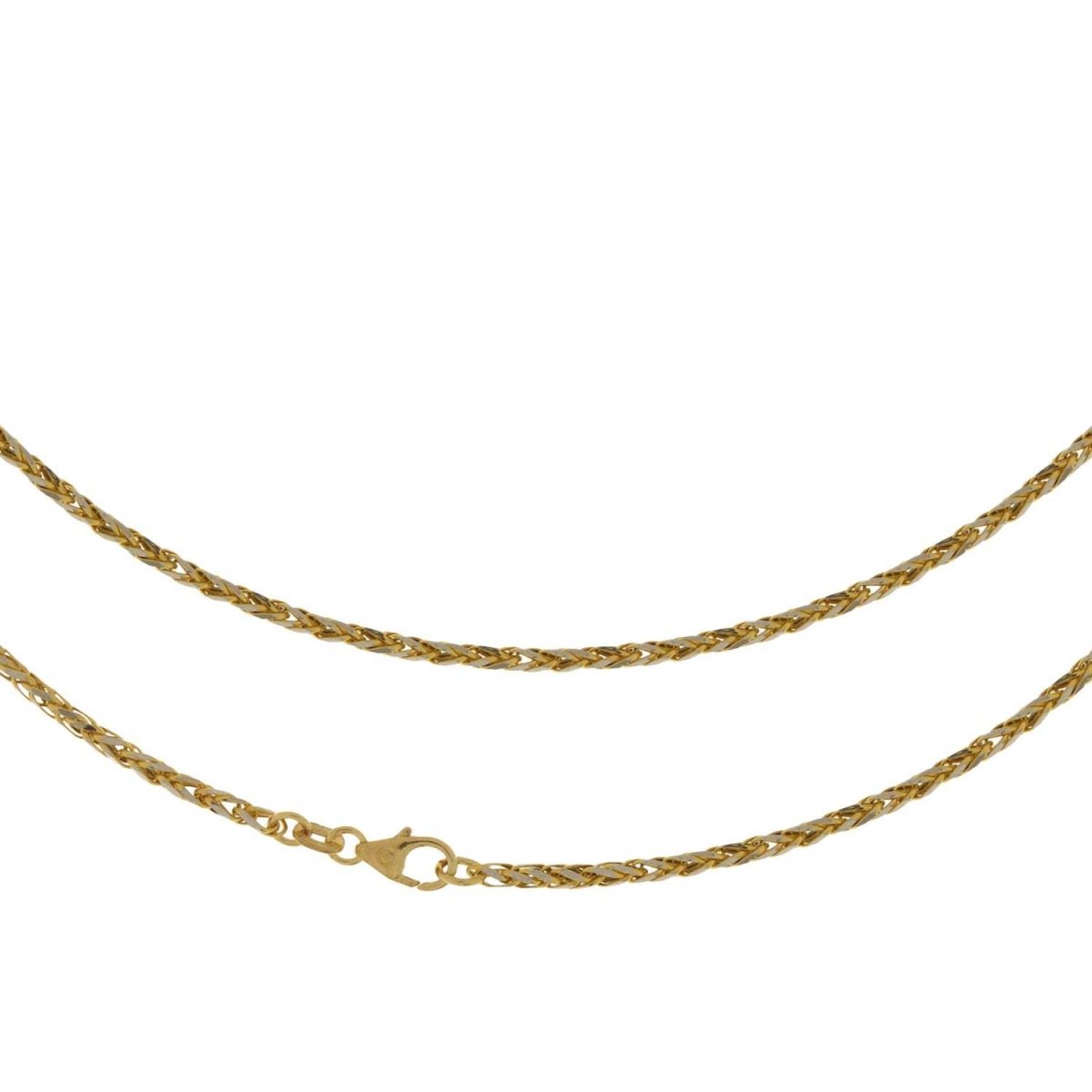 JB Edle Goldkette Zopfkette 585 14 K Bicolor 2,1 mm G W