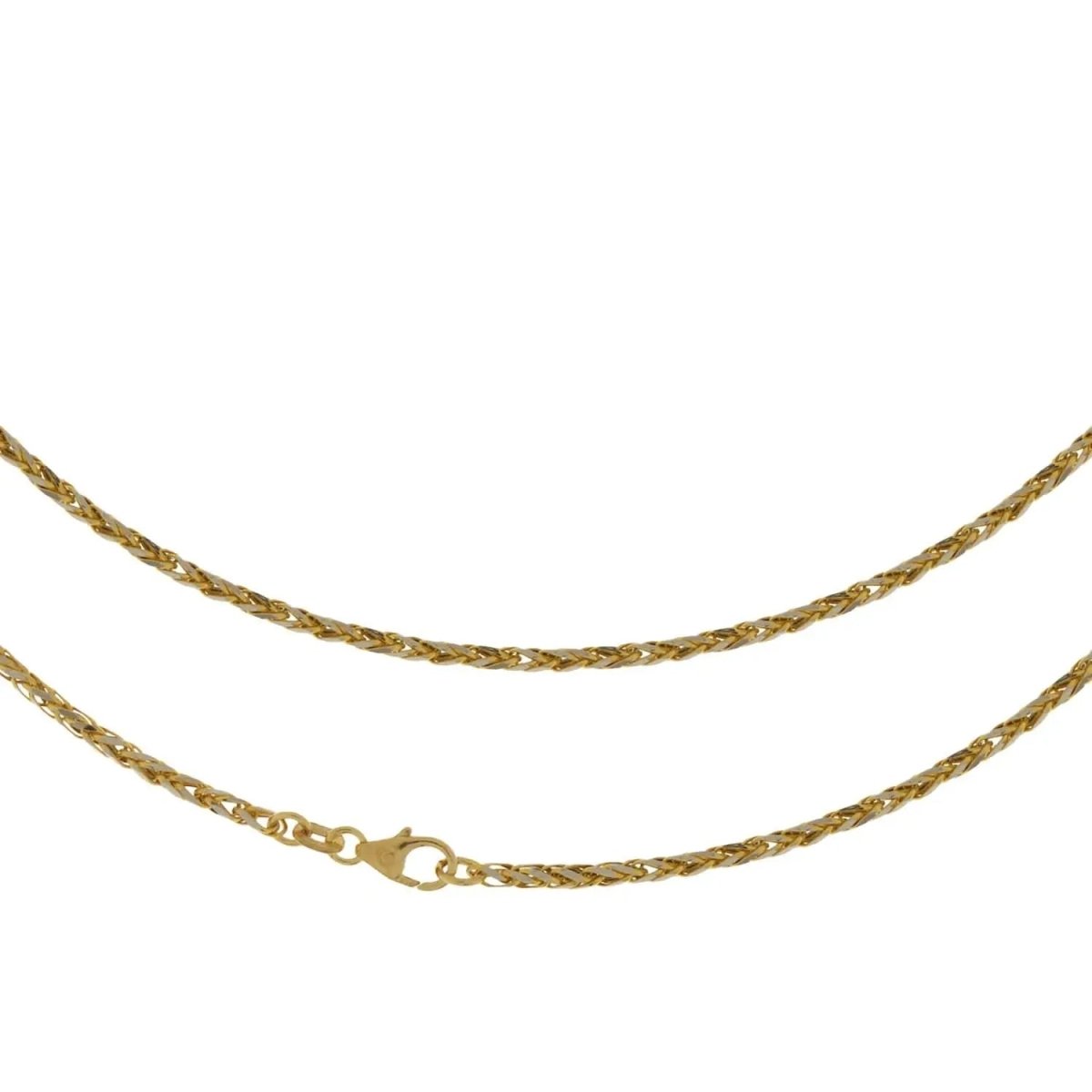 JB Edle Goldkette Zopfkette 585 - 14 K Bicolor G W 2,1 mm 45 cm