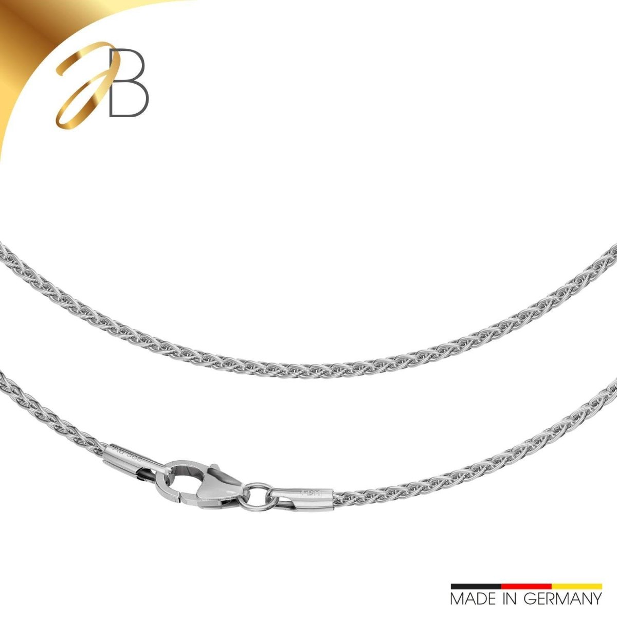 JB Edle Goldkette Zopfkette 585 14 K Weißgold 1,7 mm Schmuck