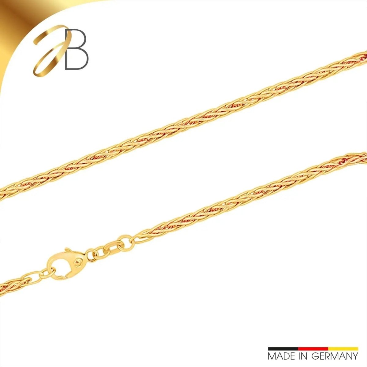 JB Edle Goldkette Zopfkette hohl 585 - 14 K Gold 2,1 mm 45 cm